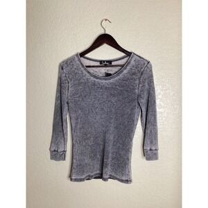 Lulus Gray Washed Thermal Knit Long Sleeve Top Women's‎ Size M